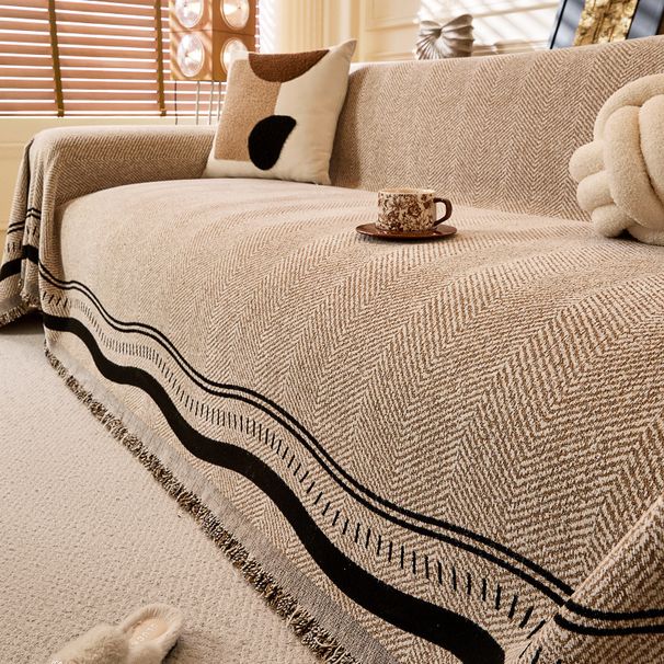 Chenille-Sofabezug – Hochwertiger, dehnbarer, gestreifter Sofaschutz, rutschfeste Möbeldecke mit vollständiger Abdeckung (mehrere Größen und Farben)_voghion.com