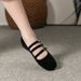 Summer Gentle Style Suede Versatile Mary Jane Women's Shoes With One Strap Design And Square Toe Flats_voghion.com