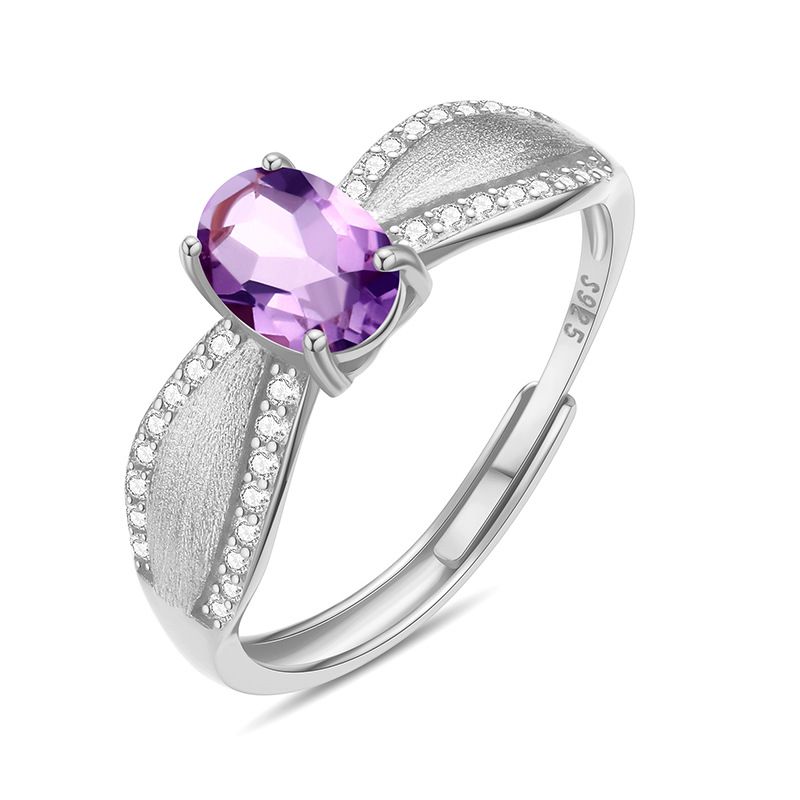 Anello da donna in argento puro con indice, stile francese, leggero, di lusso, in pietra naturale spazzolata, dolce e fresco, aperto_voghion.com