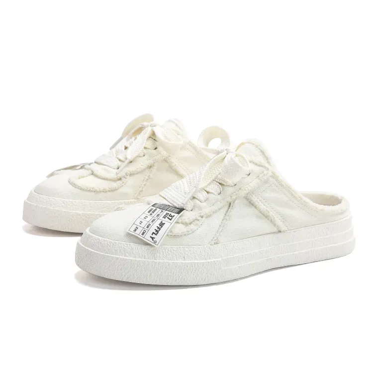 without Designer Jifffly Women's Half-Tongue Canvas Shoes - Summer Flat Sandals_voghion.com