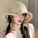 summer Colorful Wooden Bead Straw Hat With Openwork Large Brim, Foldable For Shade._voghion.com
