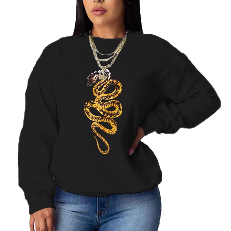 Women's clothing women's autumn and winter tops printed capless casual loose all-match long-sleeved sweater_voghion.com