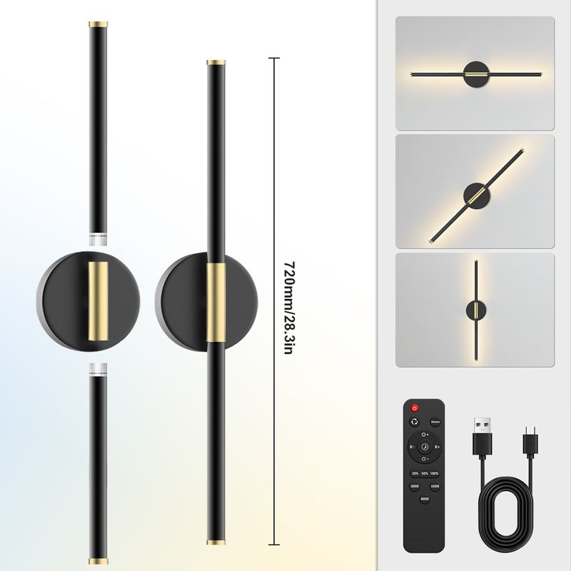 Luminária de parede dupla - Luminária de leitura magnética removível com LED regulável e carregamento USB, design plug-in sem fio para quarto/escritório_voghion.com