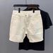 Raw Hem Khaki Slim Fit Denim 2025 Summer New Trendy Men's Casual Four-Five-Point Shorts_voghion.com