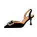 Chaussure de Banquet pour femmes, Style 896-2, talon haut, bouche peu profonde, pointue, sangle arrière creuse, boucle en métal strass_voghion.com