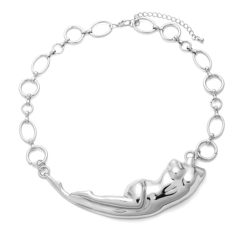 Collana con ciondolo a forma di corpo con design irregolare in metallo N11933, stile cubano, stile hip hop, da donna_voghion.com