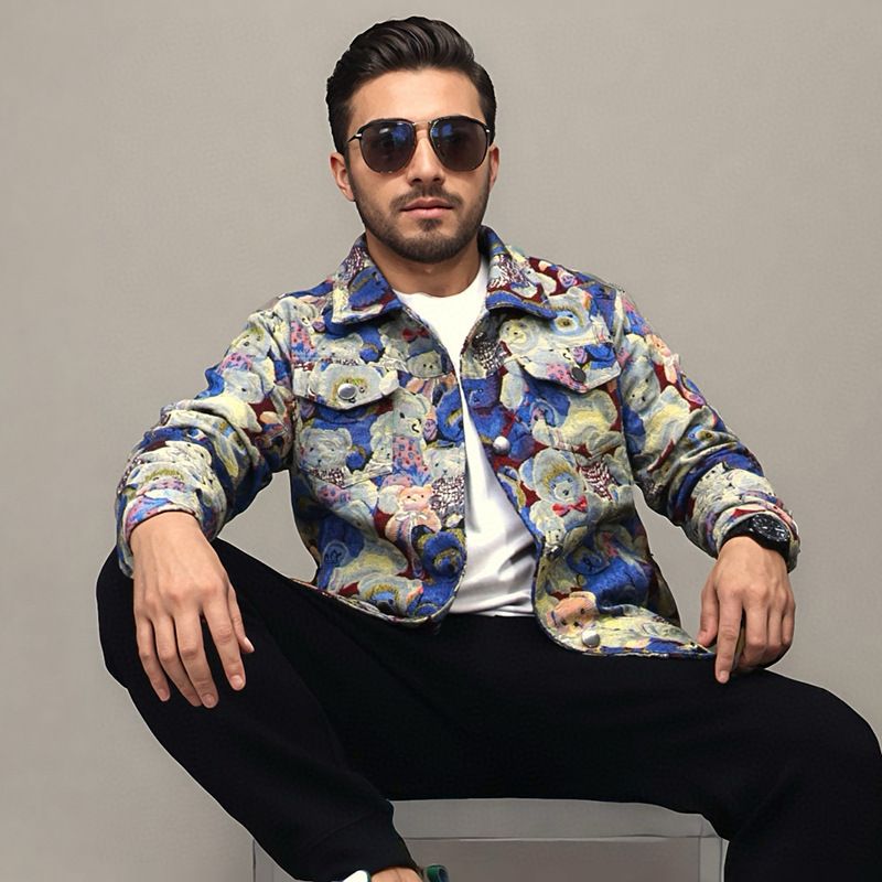 Herrenbekleidung Übergröße Bär Volldruck Jacquard Mode Freizeitjacke Mantel_voghion.com