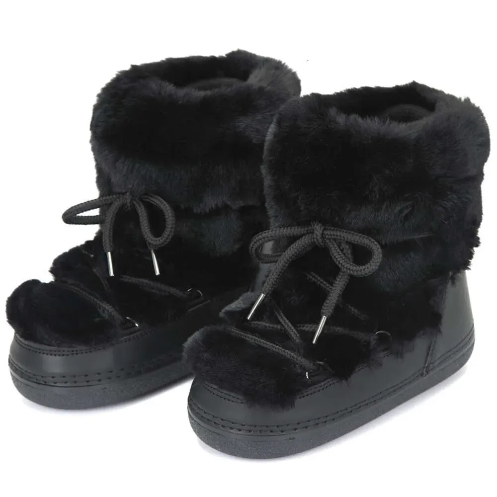 Snow-Proof Leather Rabbit Boots | 2024 Mid-Calf Lace-Up Ski Platform Shoes 4 7bbbb_voghion.com