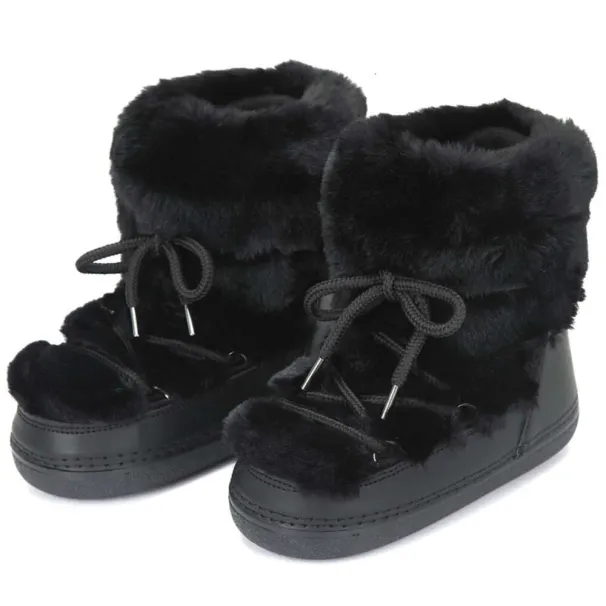 Snow-Proof Leather Rabbit Boots | 2024 Mid-Calf Lace-Up Ski Platform Shoes 4 7bbbb_voghion.com