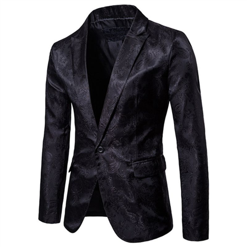 Britesche Stil Hären Jacquard Kostümjacket Schwaarz Wäiss Marineblo Moud Hären Business Hochzäitsfeier Smoking Blazer Gréisst_voghion.com