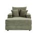 Spring Upholstered Armchair And Ottoman Set - Comfortable Single Sofa With Cup Holder , Corduroy Fabric And Storage, Perfect For Living Room Or Bedroom (Green)_voghion.com