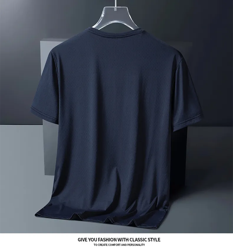 Men's T-shirt summer ice sports short sleeved t-shirt, fitness men's quick drying clothes, running breathable half sleeved casual men's clothing_voghion.com