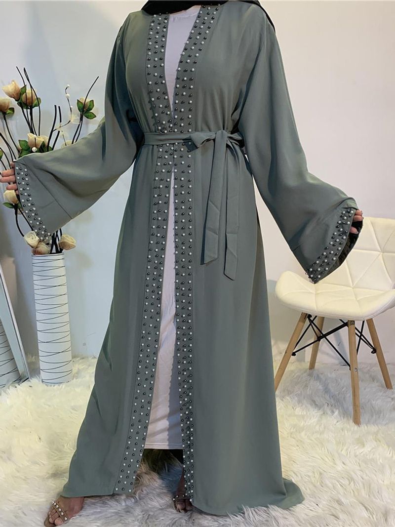 Dernières Abaya musulmane mode islamique femmes perles Kimono robe modeste robe longue élégante cardigans vêtements devant ouvert Abaya_voghion.com