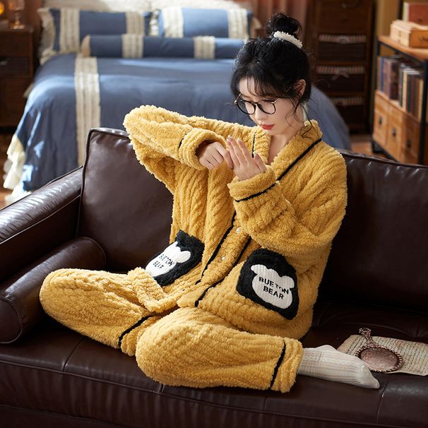 Γυναικεία οικιακή χοντρή κοραλί βελούδο_voghion.com