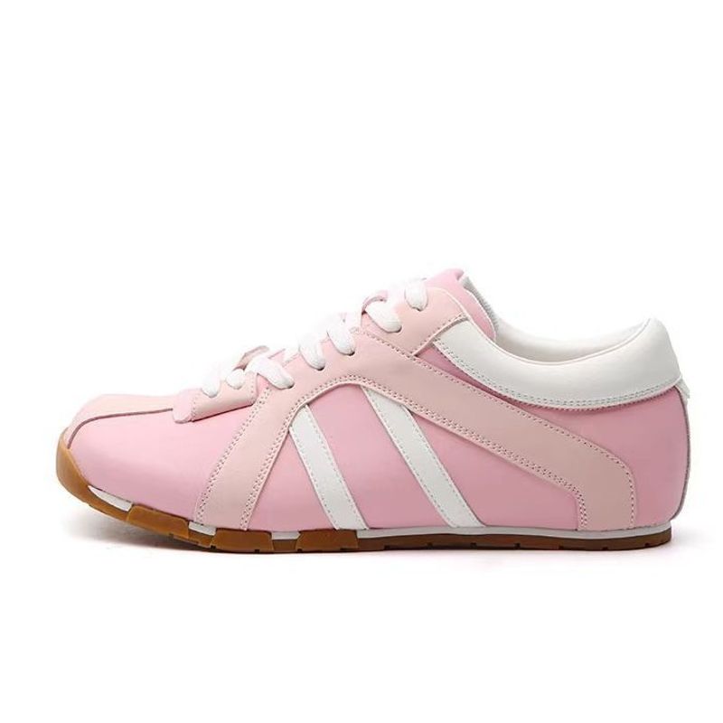 Pink Concealed Wedge German Women's Trainers 2025 Spring New Chunky Gump Leather Sneakers_voghion.com