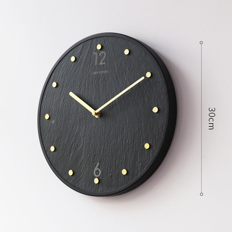 Brass Slate Wall Clock Modern Design Creative Minimalist Timepiece_voghion.com