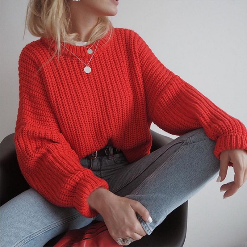 Pull à col rond tendance pour femme_voghion.com