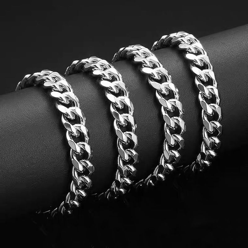 Collana cubana con catena spessa e audace in acciaio inossidabile Hip Hop in titanio, lucidata a sei lati, resistente allo sbiadimento_voghion.com