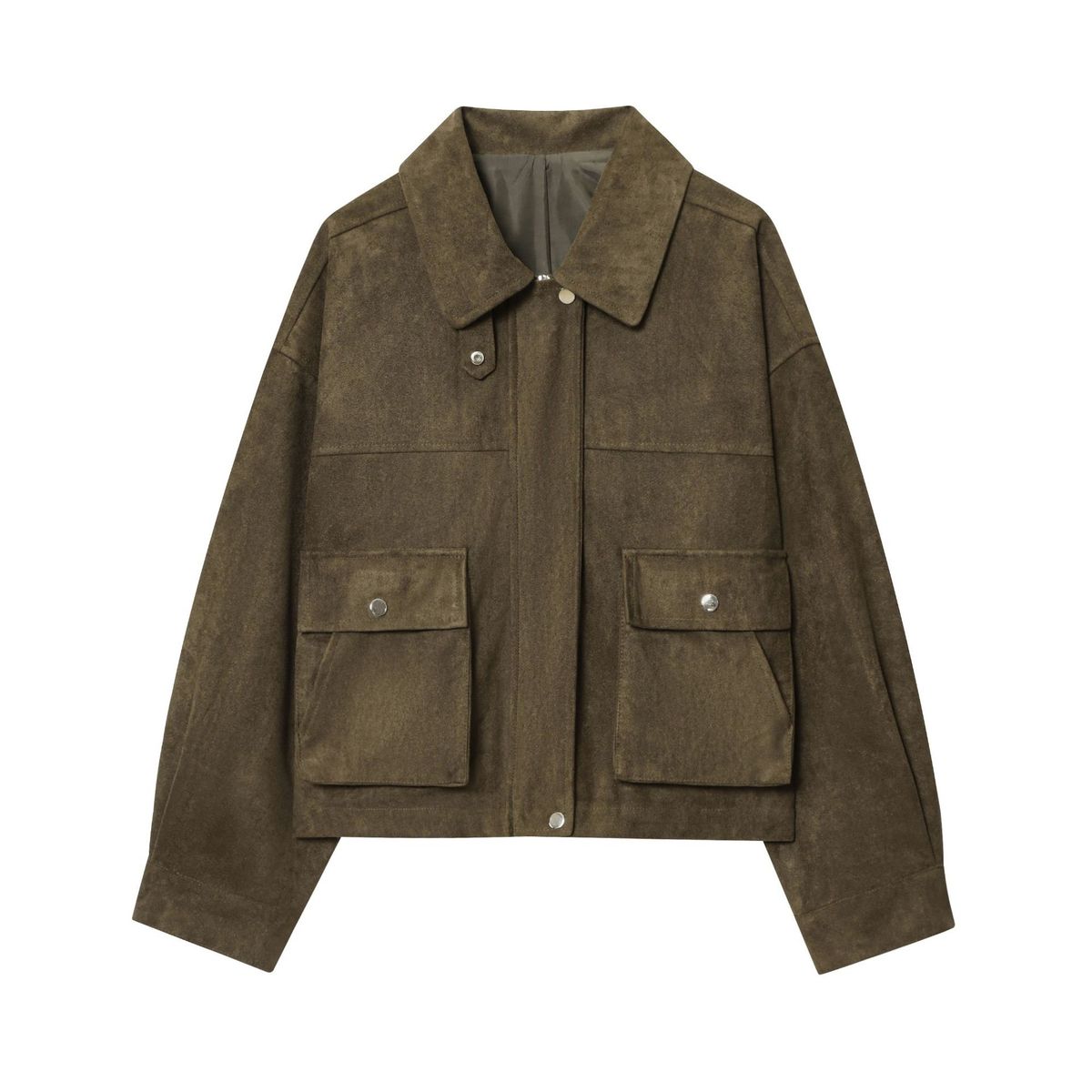 Women's Faux Leather Pilot Jacket – Stylish Autumn Bomber Coat, Slim Fit With Ribbed Cuffs, European & American Streetwear (Black, Sizes S-L)_voghion.com