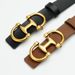 Slim Leather Belt With Smooth Buckle - Elegant & Versatile Accessory For Dresses, Pants & Skirts - Light Luxury Fashion Belt In Black & Caramel_voghion.com