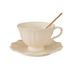 Floral Aesthetic Coffee Cup Set – Elegant Ceramic Tea Cup With Saucer & Spoon, Minimalist Home & Café Tableware, Lightweight 250ml_voghion.com