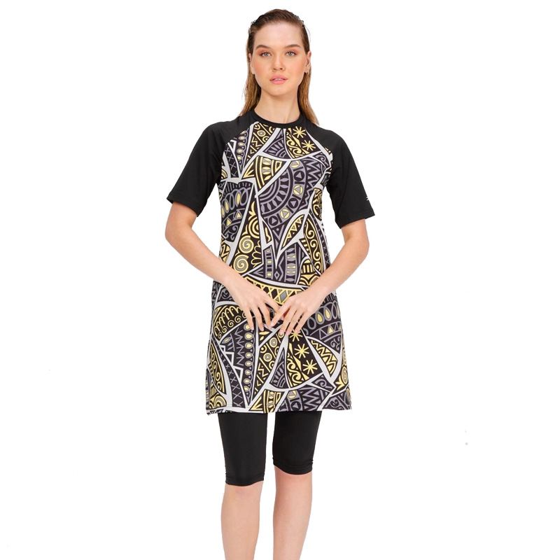 Muslim Swimsuit Short Sleeved Conservative Three Piece Suit Conservative Sunscreen Burkini Chest Pad Hat_voghion.com