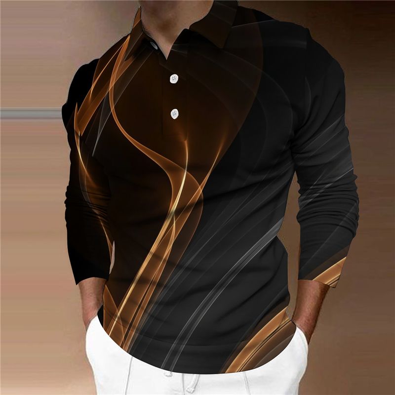 2023 Herren-Langarm-Poloshirt mit Reißverschluss, Alphabet, 3D-Druck, lässiges Revershemd, schnell trocknendes Golf-Sportbekleidungsoberteil_voghion.com