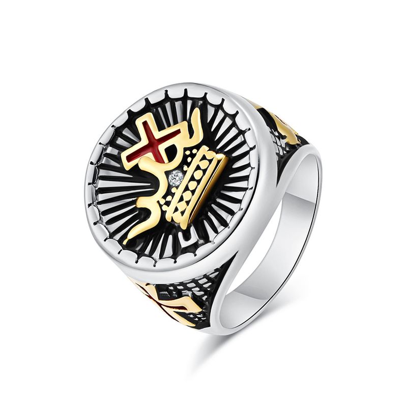 Retro-Stil Papst Kreuz Titan Stahl Ring Ring Herren trendige Persönlichkeit tragen Hand Zubehör_voghion.com