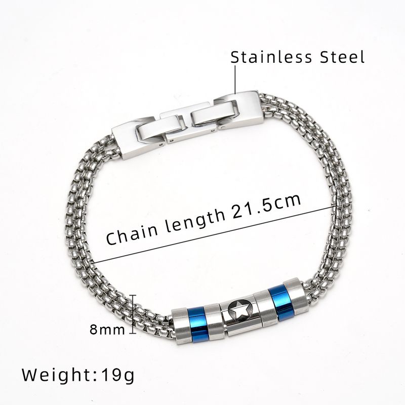 Hip Hop Cuban Stainless Ins Trendy Men's Pearl Chain Double Buckle Titanium Steel Bracelet_voghion.com