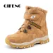 Winter Snow Warm Fur Boys Sneaker Rubber Hiking Shoe Fashion Children Shoes Waterproof Leather Boots Kids_voghion.com