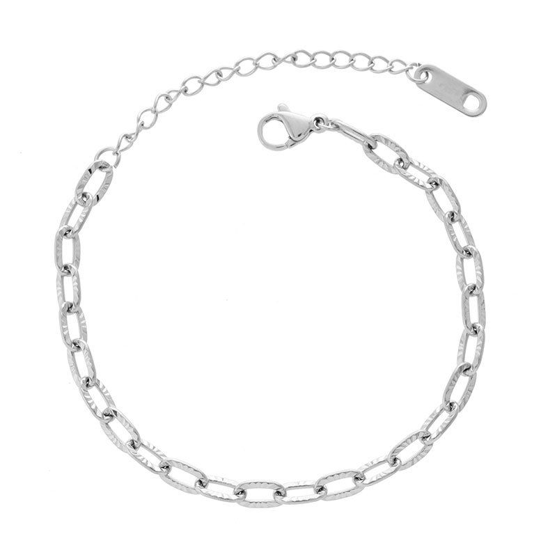 Bracciale a catena sottile, versatile, semplice e leggero, in acciaio al titanio placcato oro, 20234, per donna_voghion.com