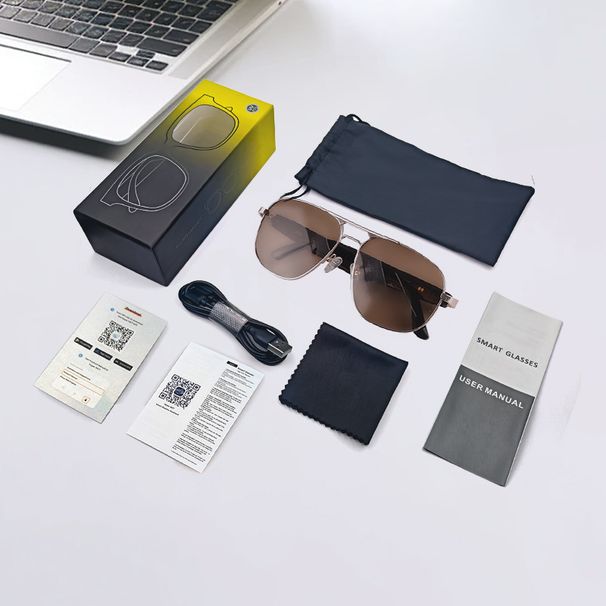 MZT GS02 Polarized Bluetooth Sunglasses For Men - Metal Double Bridge Aviator Style, UV Protection, Hands-Free Calls & Music For Driving_voghion.com