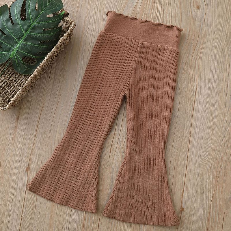 Pantalones acampanados de cintura alta de lana para niñas, pantalones largos, versión coreana de punto nuevo de otoño e invierno de 2023_voghion.com