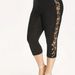 Women's large size leggings, lace hollow splicing design, slim elastic waist, three-point leggings for outer wear_voghion.com