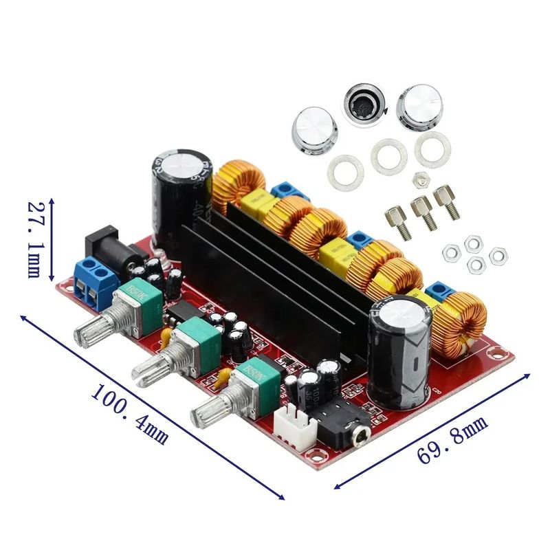 XH-M139 2.1 kanálový digitální zesilovač výkonu, deska 12V-24V, širokopásmový TPA3116D2 2 * 50W + 100W_voghion.com