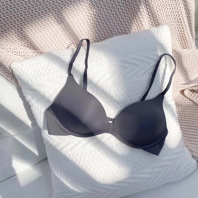 Women's Intimates Simple Seamless Glossy Solid Color Girl Underwear Student Summer Big Chest Small Chest Gathered Bra Female Thin Section_voghion.com