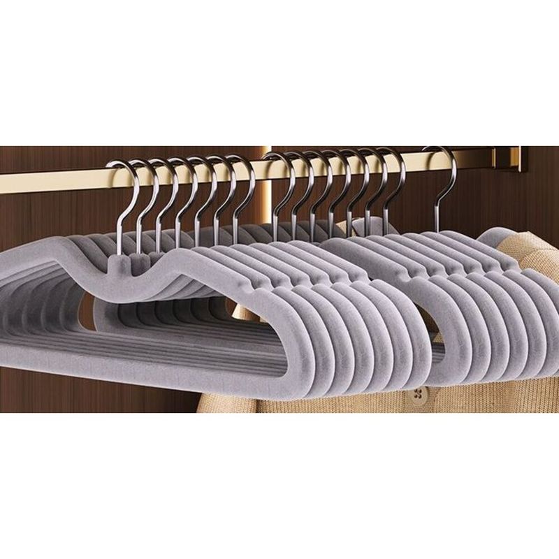 Cabides de pescoço curto flocados para uso doméstico, antiderrapantes, sem rastros, espessos para uso doméstico_voghion.com