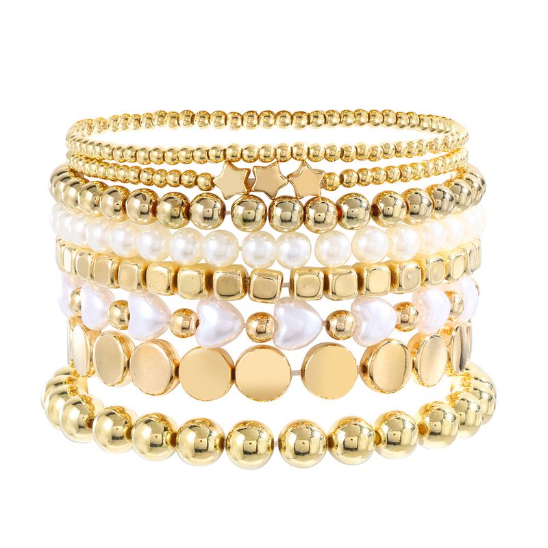 Mehrlagiges Perlenarmband-Set für Damen im Bohemian-Stil, personalisiertes Kupferperlen-Perlendesign, Nischen-Stapelarmband_voghion.com