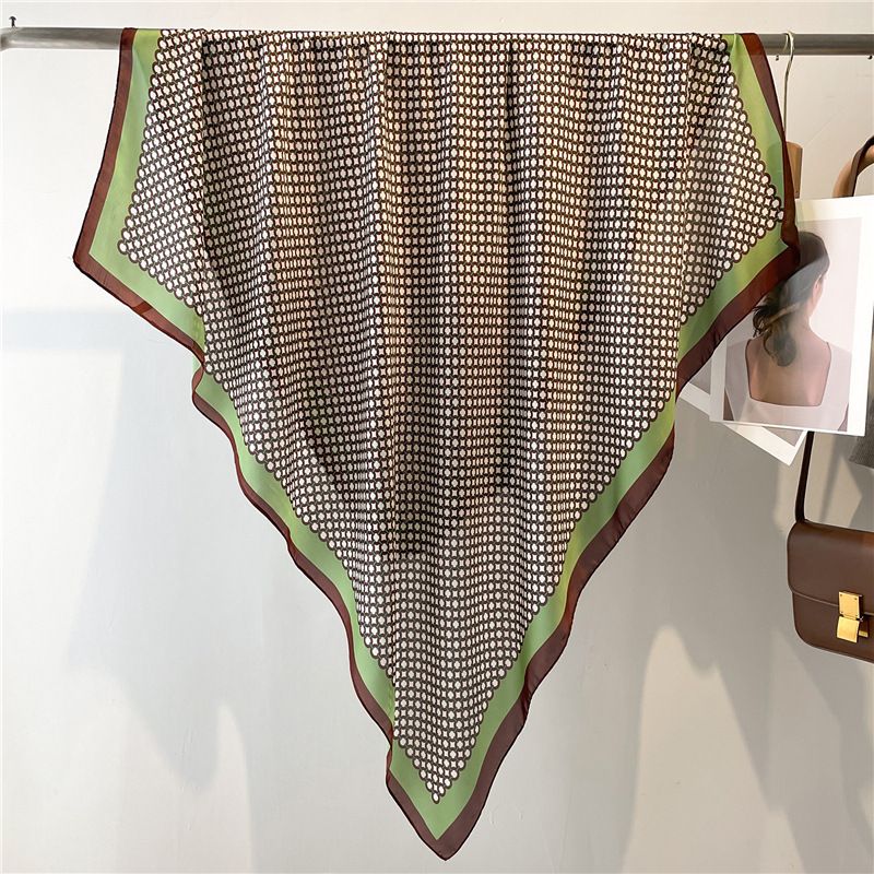 Bordo verde piccolo cerchio 110 cm broccato protezione solare foulard sciarpa quadrata scialle versatile sciarpa di seta di grandi dimensioni femminile_voghion.com