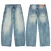 LKTM Men's Wear # New Washed Lightning Pattern Broken Hole Jeans For Men And Women Trendy Baggy Wide Leg Curved Knife C8f_voghion.com