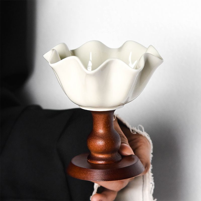 Copo alto de cerâmica estilo americano de alta qualidade para sorvete, sobremesa francesa elegante de madeira para pudim_voghion.com