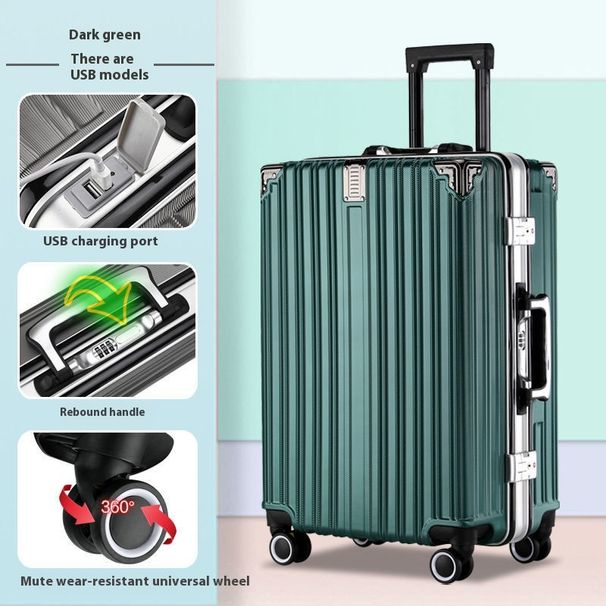 Bagage stor kapacitet aluminiumsramme trolley boks Hel aluminium luftfart boarding boks fortykket læder kuffert rejse boks adgangskode boks ny_voghion.com