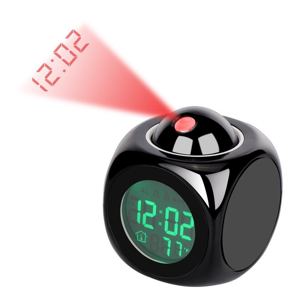 Multifunctional LED Projection Alarm Clock With Voice Announcement, Digital Display For Bedroom & Office_voghion.com