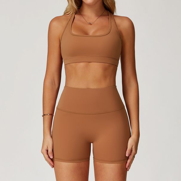 Women's Seamless High-Waisted Yoga Set With Butt-Lifting Design - Nylon Spandex Workout Outfit For Running, Fiess & Gym_voghion.com