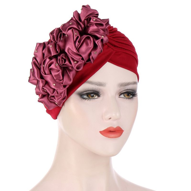 Chapeau indien à grandes fleurs et points de diamant, chapeau Turban multicolore à la mode Baotou_voghion.com