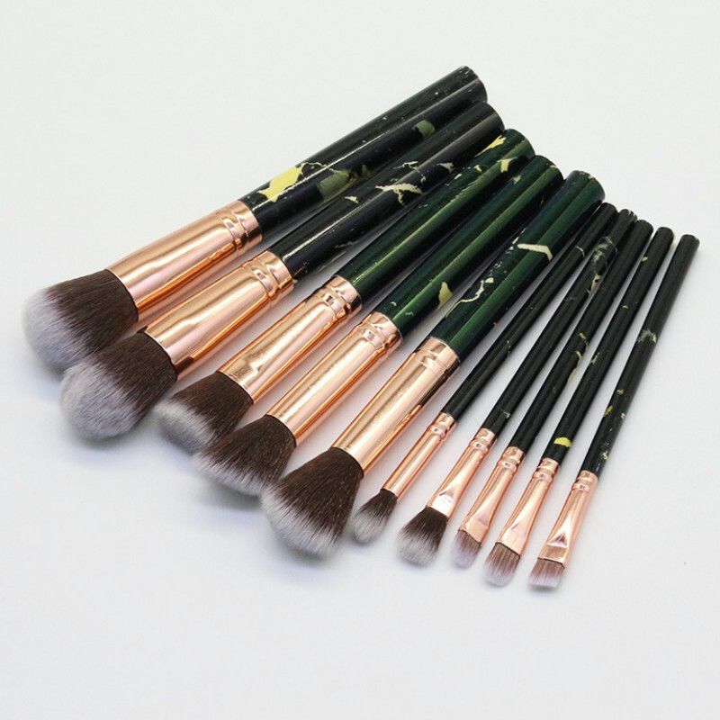 10 X Marmor Make-Up Pinsel Set Für Pulver Lidschatten Rouge Pinsel Werkzeuge Geschenk_voghion.com