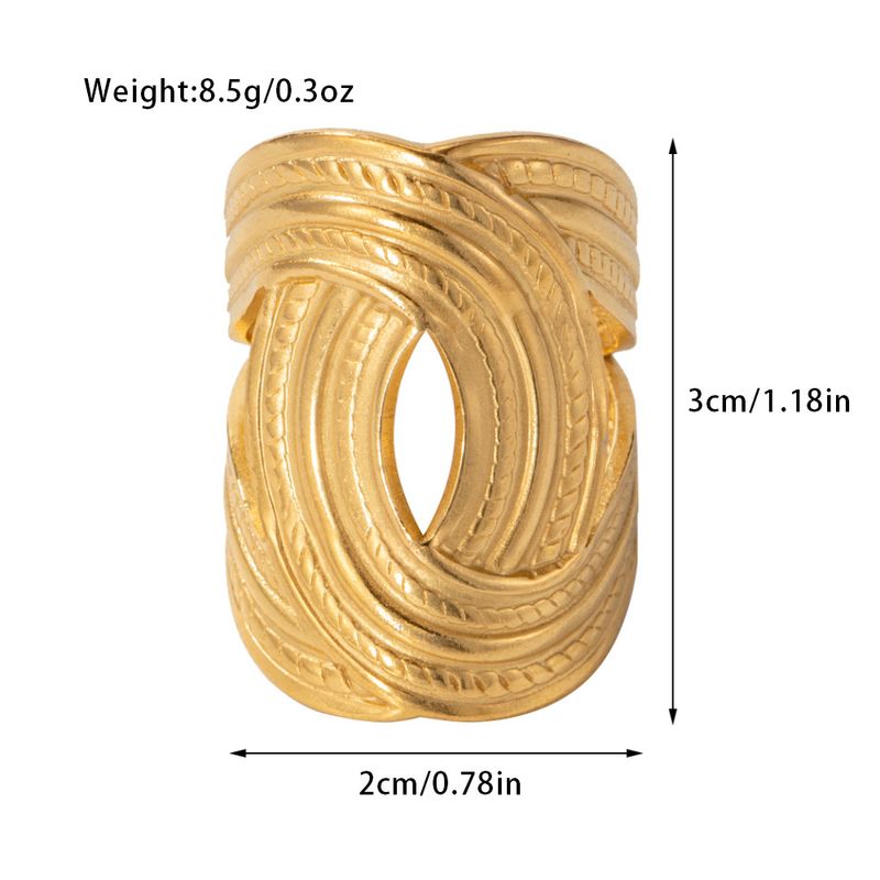 Anello in acciaio al titanio con motivo irregolare in stile Instagram, per uomo, con estremità aperta esagerata, anello in oro unico, nuovo prodotto_voghion.com