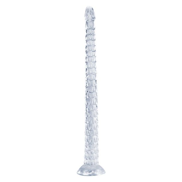 Dildo anale unisex extra lungo a forma di squama di drago da 48 cm, realistico e trasparente, giocattoli sessuali per adulti_voghion.com