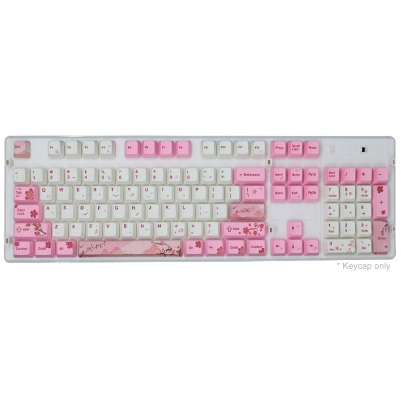 Farfi 104 Keys PBT Pink Sakura Pattern Keycaps Replacement Set Keyboard Accessory_voghion.com