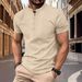 2025d 2024 Neue Baumwolle Leinen Einfarbig Casual Kurzarm Stehkragen Henley Shirt Herrenmode_voghion.com